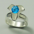 White Gold Ring with Blue Topaz Gemstone